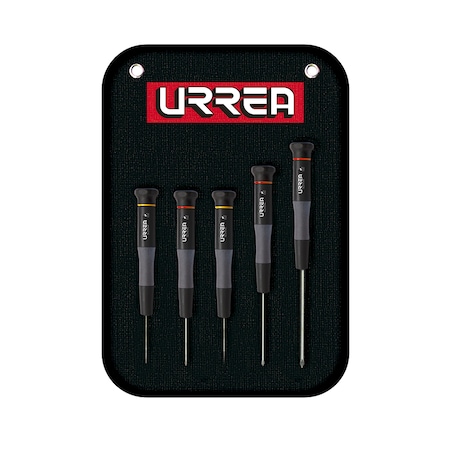 Urrea ESD Bimaterial Precision Screwdrivers set of 5 pieces. 9500BC